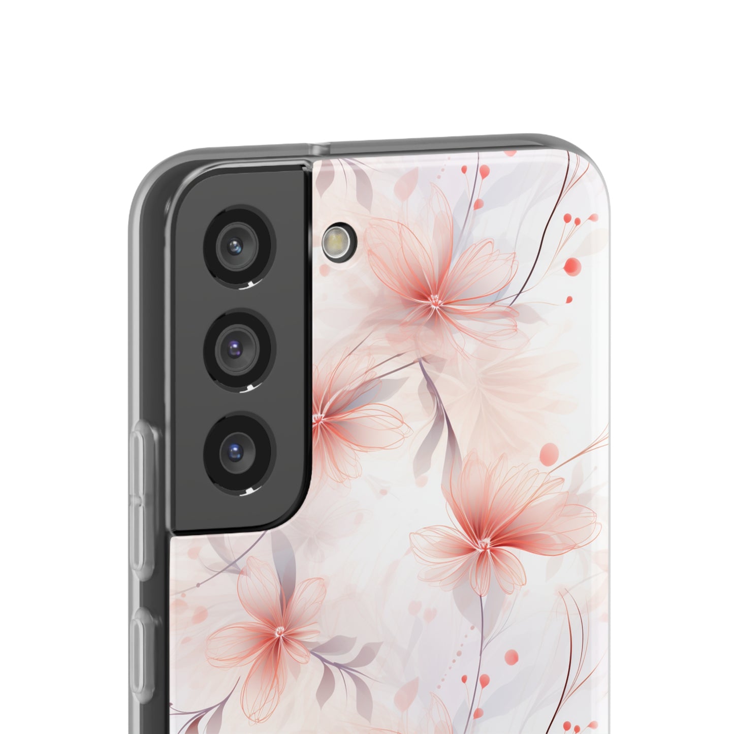 Whispering Petals: Subtle Grey & Pastel Red Gradient Phone Case