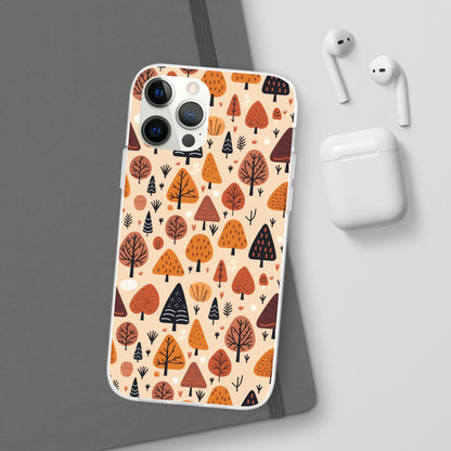 Terracotta Tree Tapestry: A Playful Autumn Mosaic - Flexible Phone Case