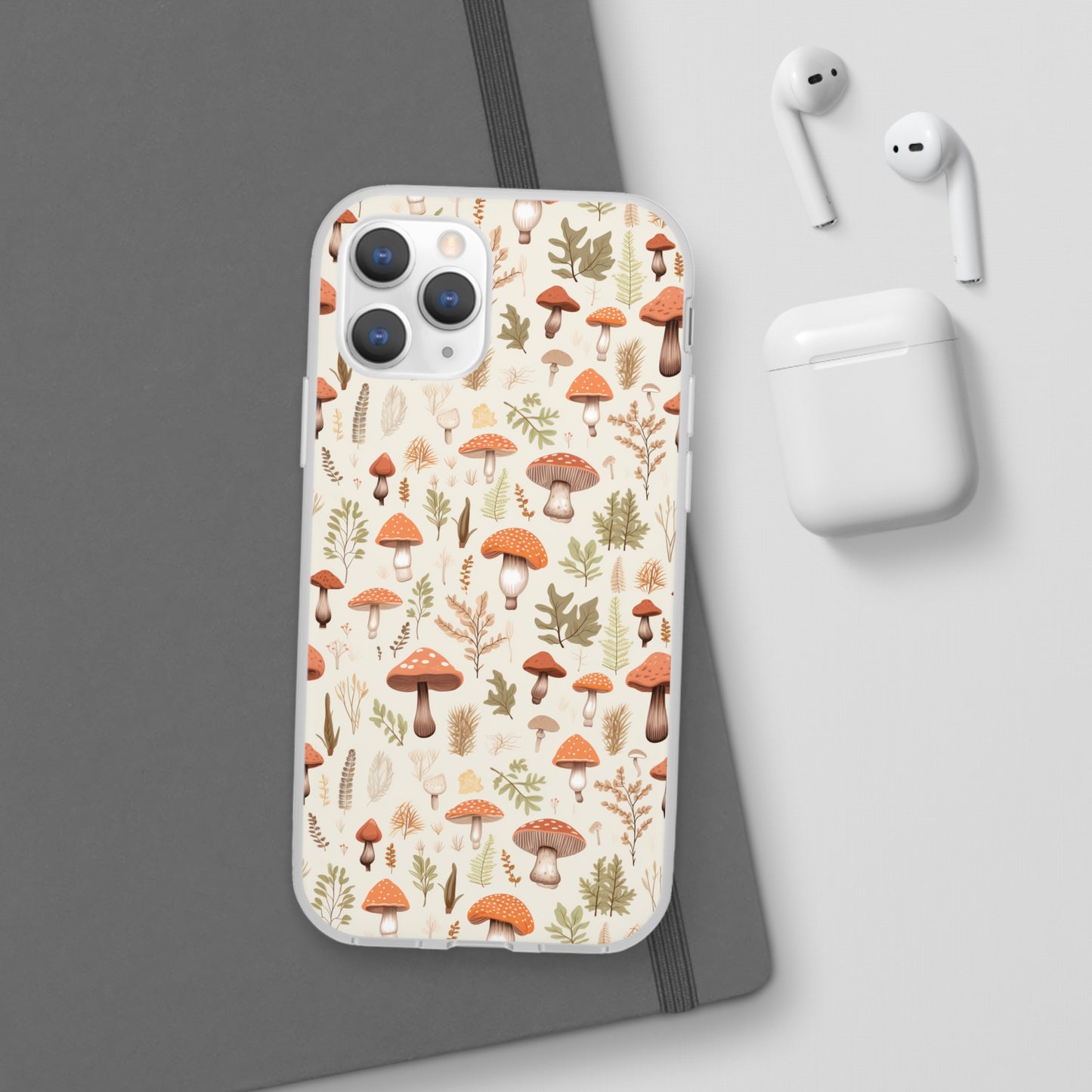 Mushroom Haven - Autumnal Tones Botanical illustration - Flexible Phone Case