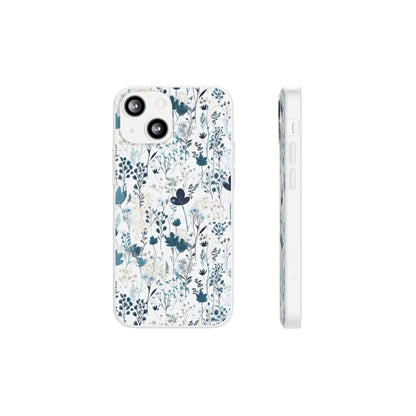 Serene Blue Wildflower Phone Case - Elegant White Background Design - Spring Collection - Flexi Cases Phone Case Pattern Symphony   