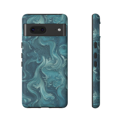 Azure Depths: Layered Blue Topographic Design Tough Phone Case