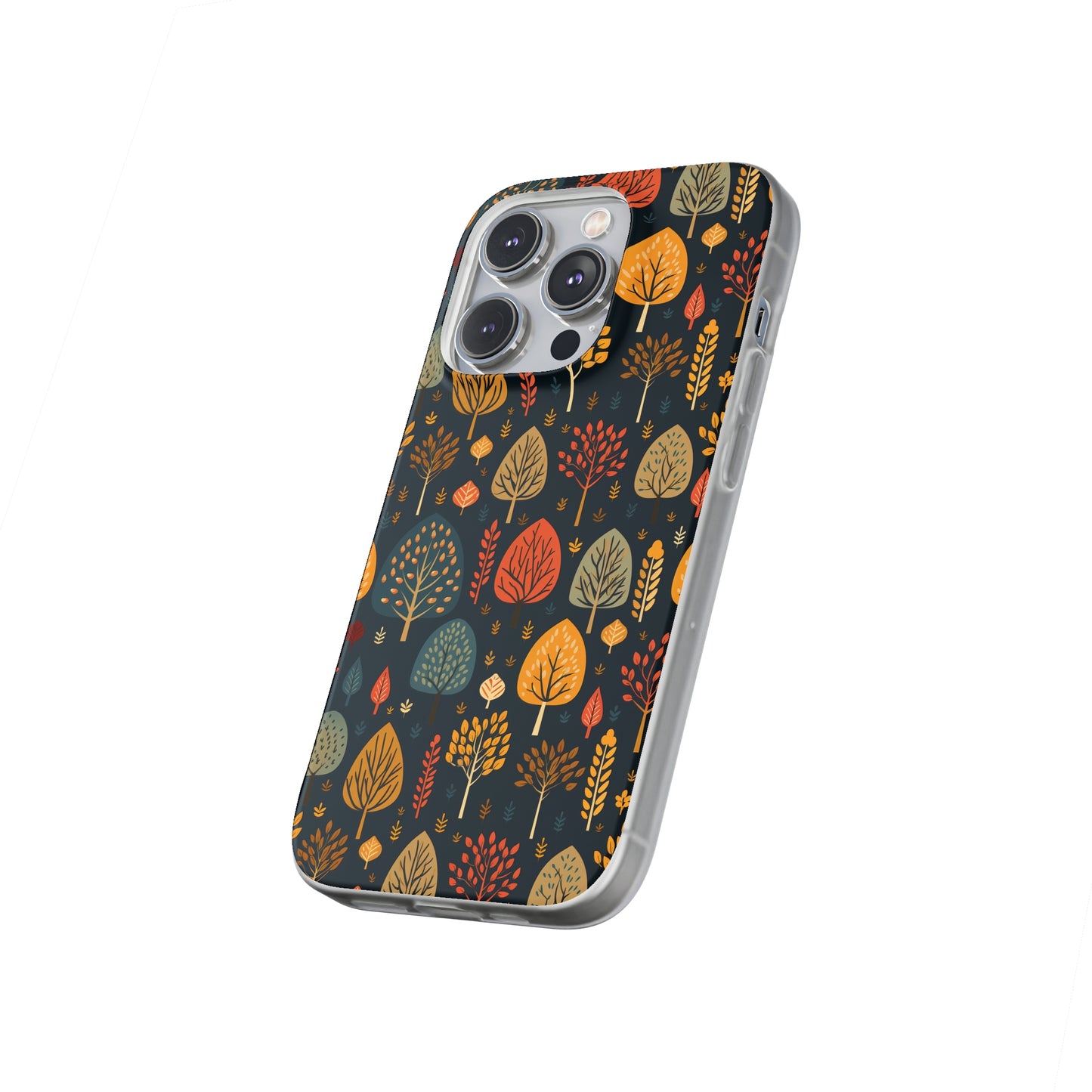 Mid-Century Mosaic: Dappled Leaves and Folk Imagery - Flexible Phone Case