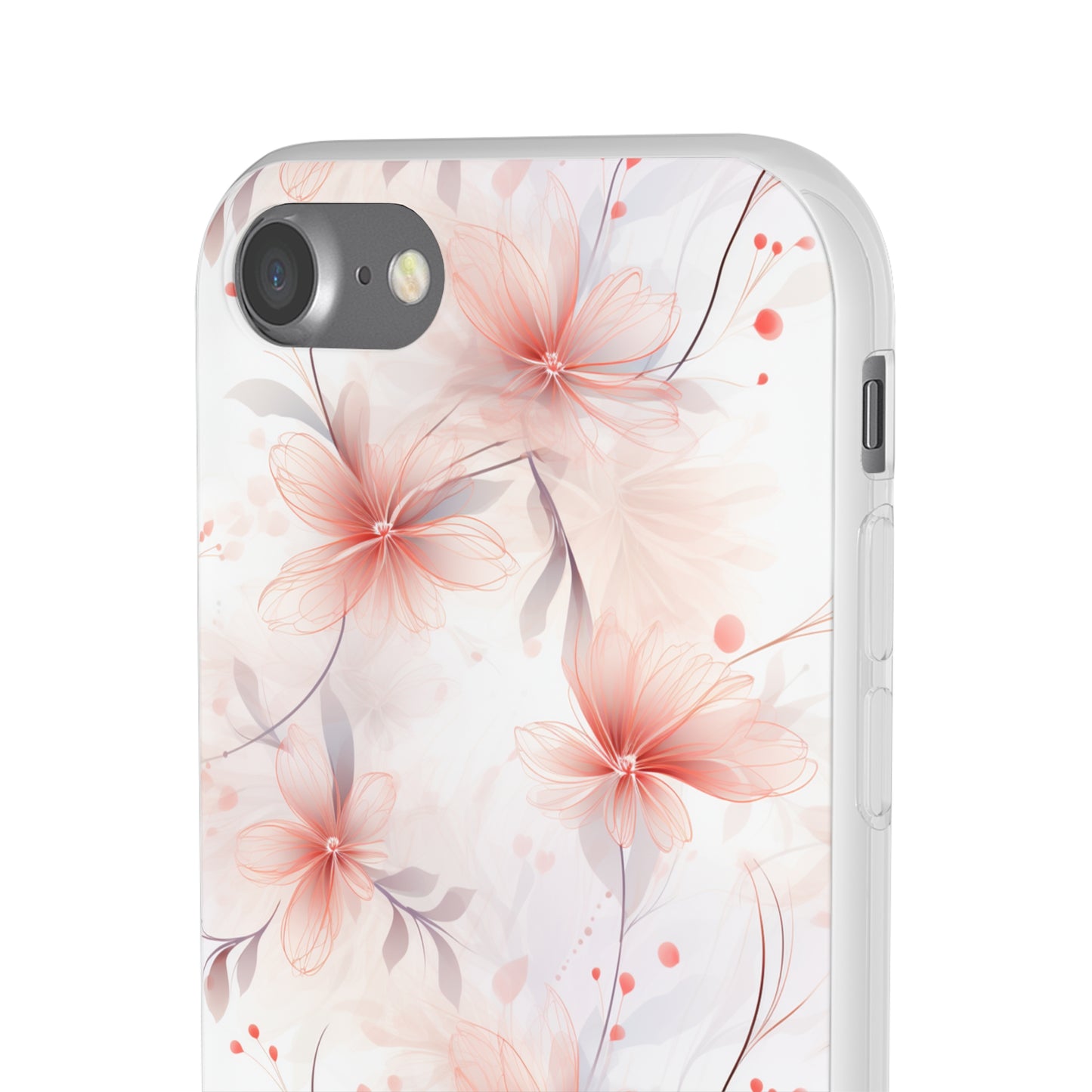 Whispering Petals: Subtle Grey & Pastel Red Gradient Phone Case