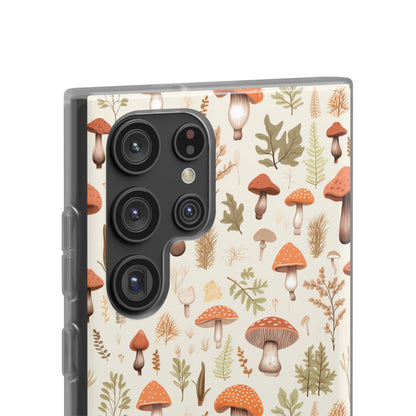 Mushroom Haven - Autumnal Tones Botanical illustration - Flexible Phone Case