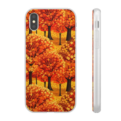 Impasto-Style Woodlands: High-Contrast Autumn Foliage - Flexible Phone Case