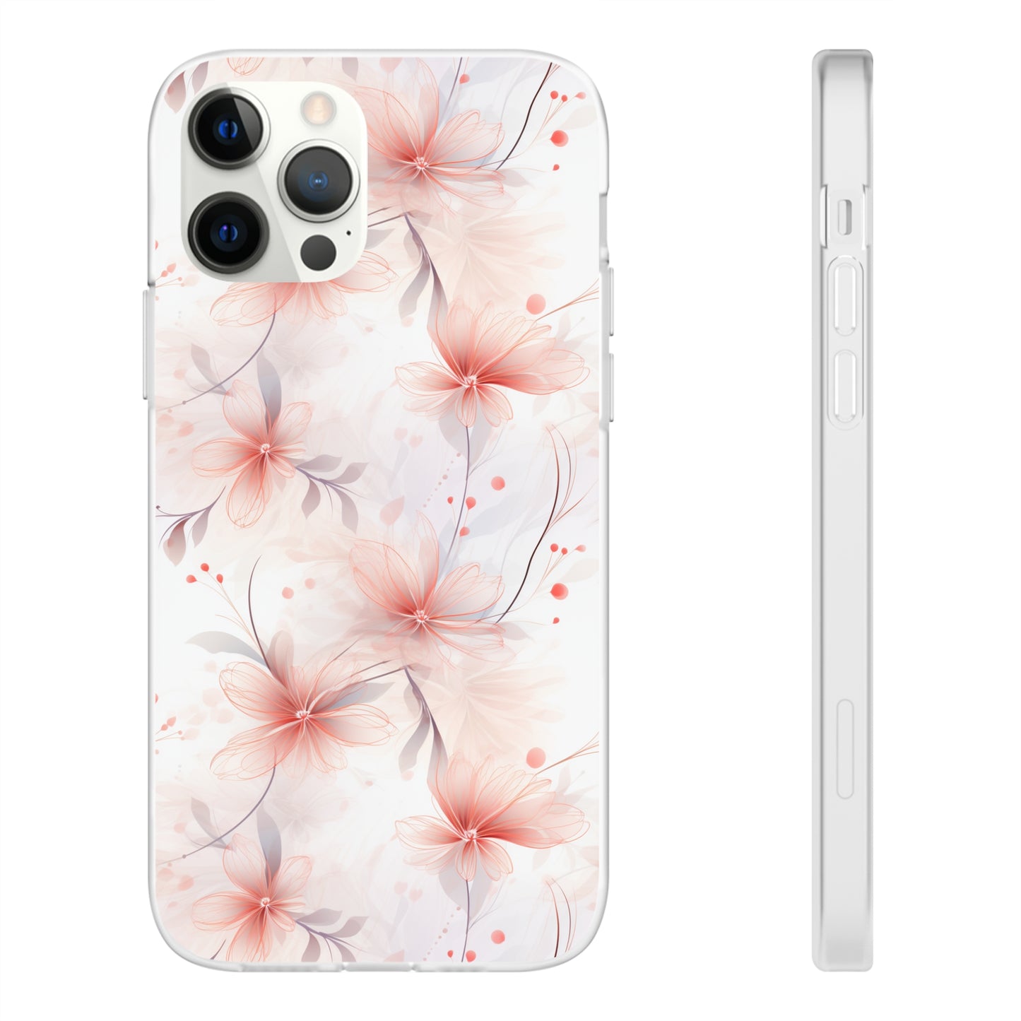 Whispering Petals: Subtle Grey & Pastel Red Gradient Phone Case