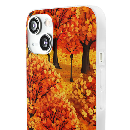 Impasto-Style Woodlands: High-Contrast Autumn Foliage - Flexible Phone Case