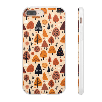 Terracotta Tree Tapestry: A Playful Autumn Mosaic - Flexible Phone Case