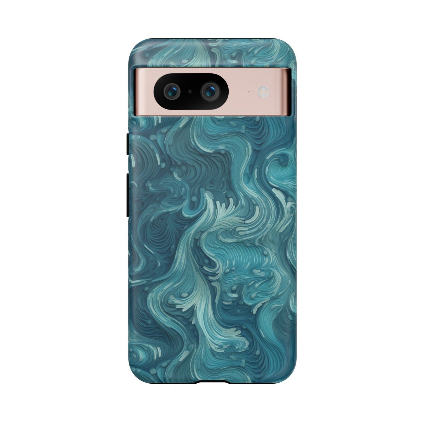 Azure Depths: Layered Blue Topographic Design Tough Phone Case