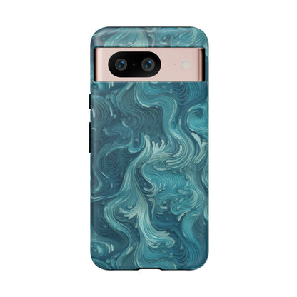 Azure Depths: Layered Blue Topographic Design Tough Phone Case