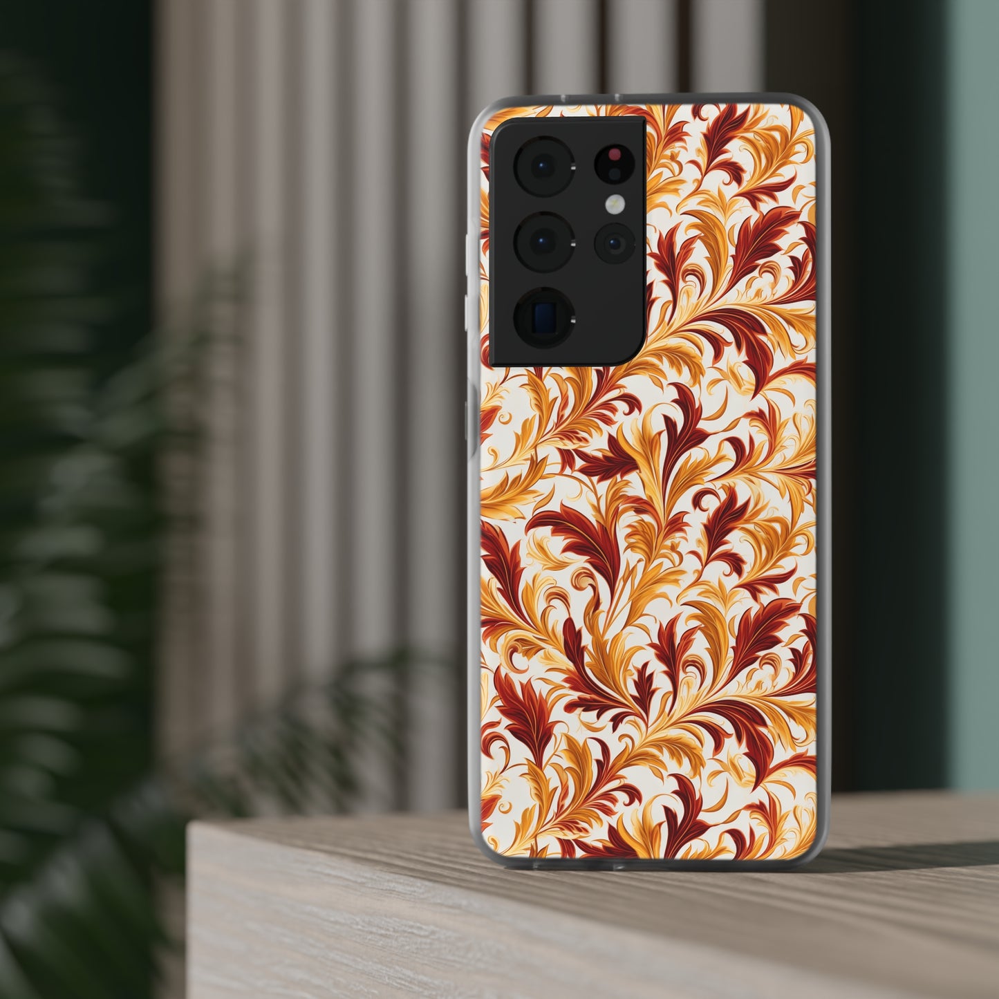 Swirling Autumn: Vortexes of Fall Foliage in Gold and Bronze - Flexible Phone Case