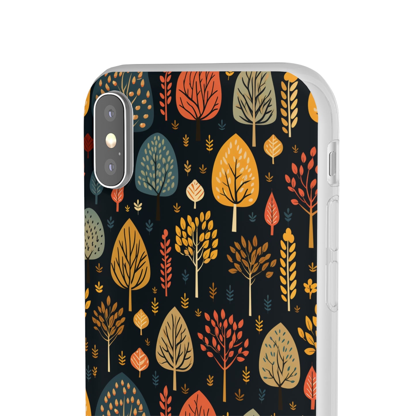 Mid-Century Mosaic: Dappled Leaves and Folk Imagery - Flexible Phone Case