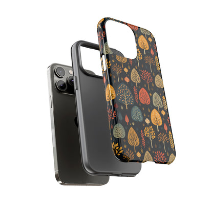 Mid-Century Mosaic: Dappled Leaves and Folk Imagery - Tough Phone Case