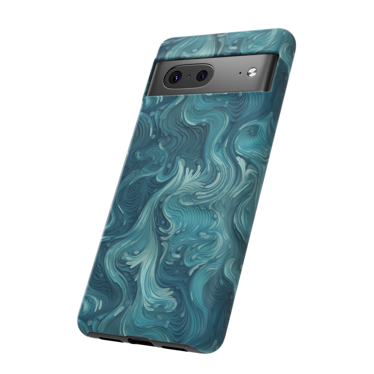 Azure Depths: Layered Blue Topographic Design Tough Phone Case