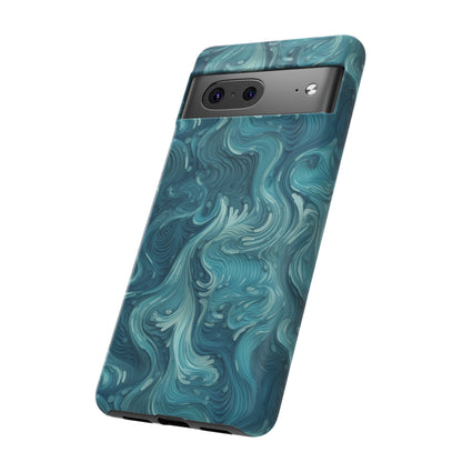 Azure Depths: Layered Blue Topographic Design Tough Phone Case