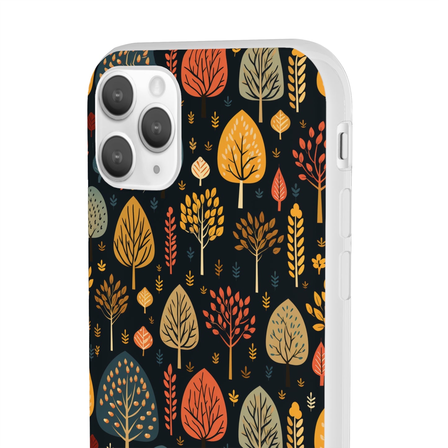 Mid-Century Mosaic: Dappled Leaves and Folk Imagery - Flexible Phone Case