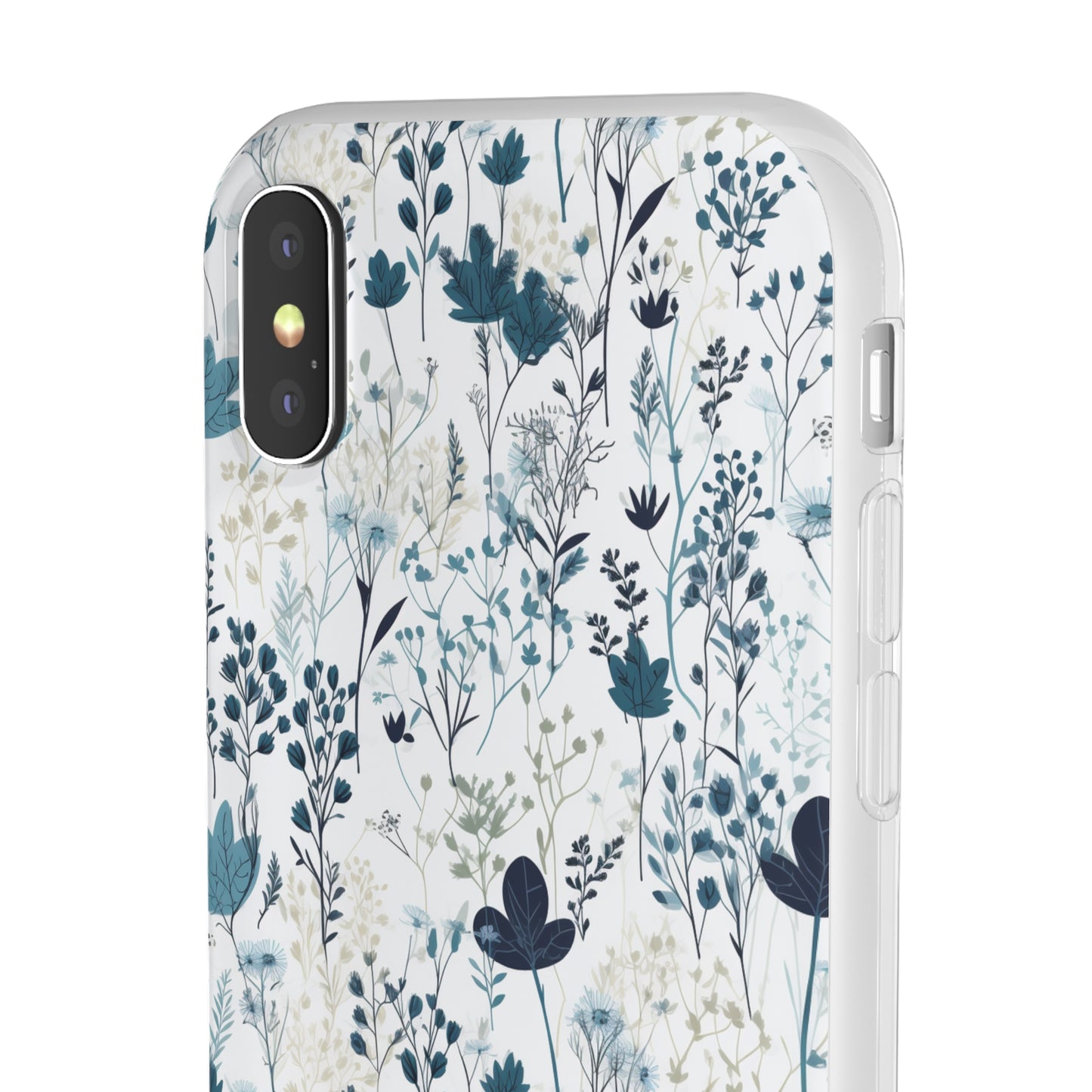 Serene Blue Wildflower Phone Case - Elegant White Background Design - Spring Collection - Flexi Cases Phone Case Pattern Symphony   