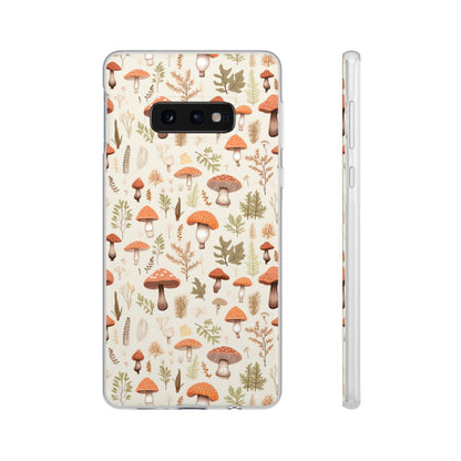 Mushroom Haven - Autumnal Tones Botanical illustration - Flexible Phone Case