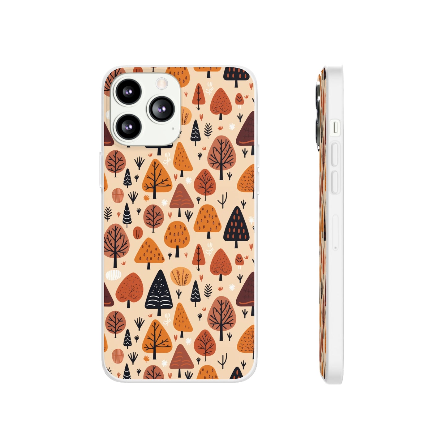 Terracotta Tree Tapestry: A Playful Autumn Mosaic - Flexible Phone Case