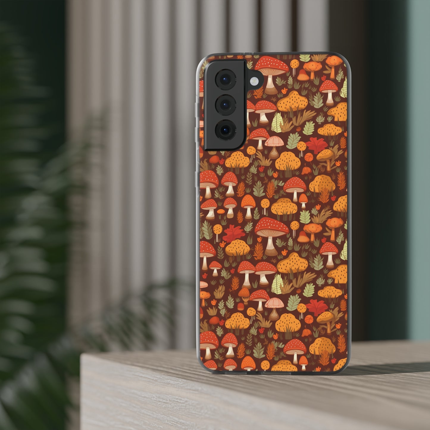 Autumn Spore Wonderland: Enchanting Mushroom and Leaf Designs - Flexible Phone Case