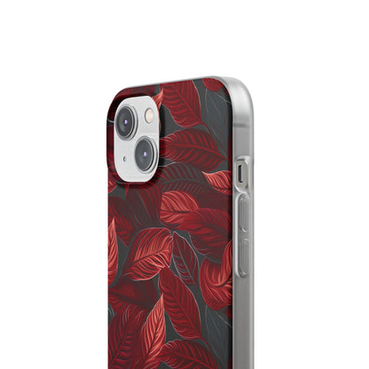 Scarlet Whispers: Lush Autumn Colours in Botanical Bliss - Flexible Phone Case