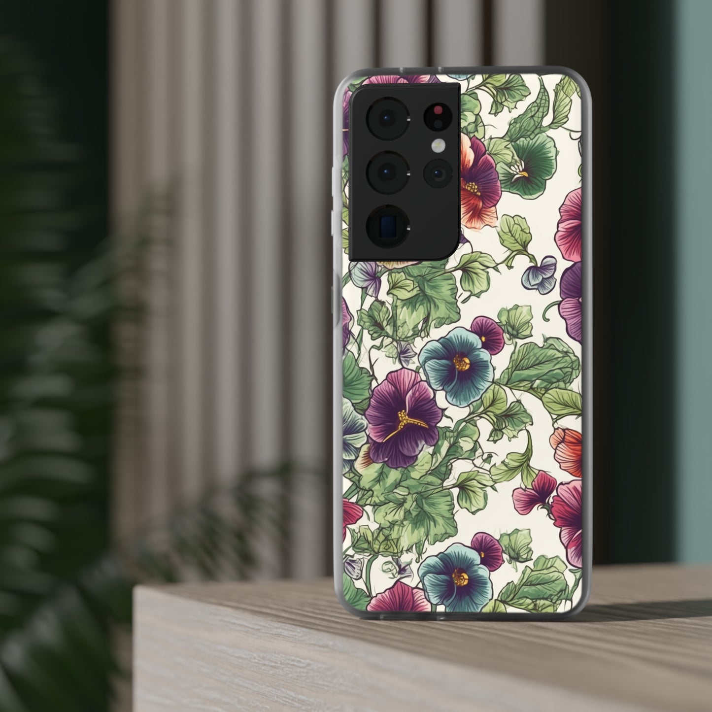 Watercolour Pansy Phone Case - Delicate Floral Elegance - Spring Collection - Flexi Cases Phone Case Pattern Symphony Samsung Galaxy S21 Ultra with gift packaging  