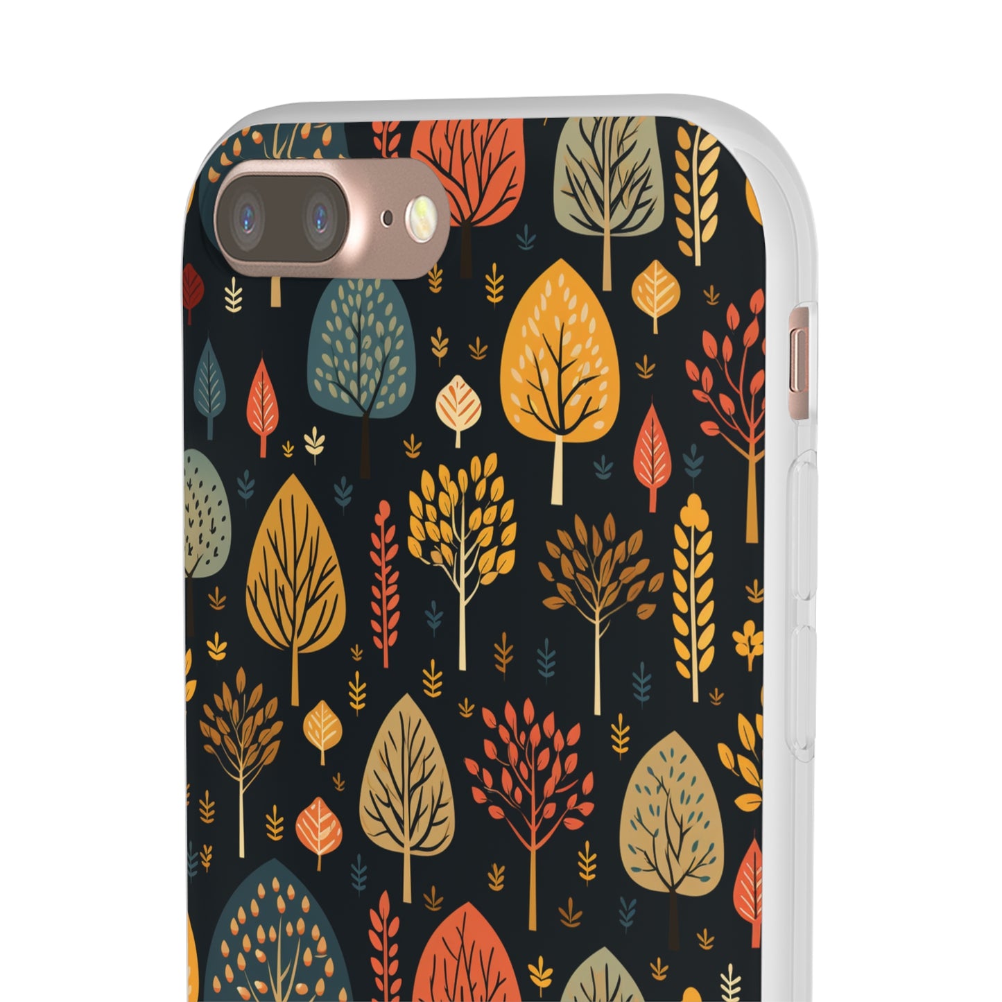 Mid-Century Mosaic: Dappled Leaves and Folk Imagery - Flexible Phone Case