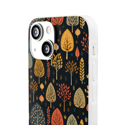 Mid-Century Mosaic: Dappled Leaves and Folk Imagery - Flexible Phone Case