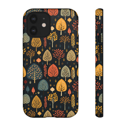 Mid-Century Mosaic: Dappled Leaves and Folk Imagery - Tough Phone Case