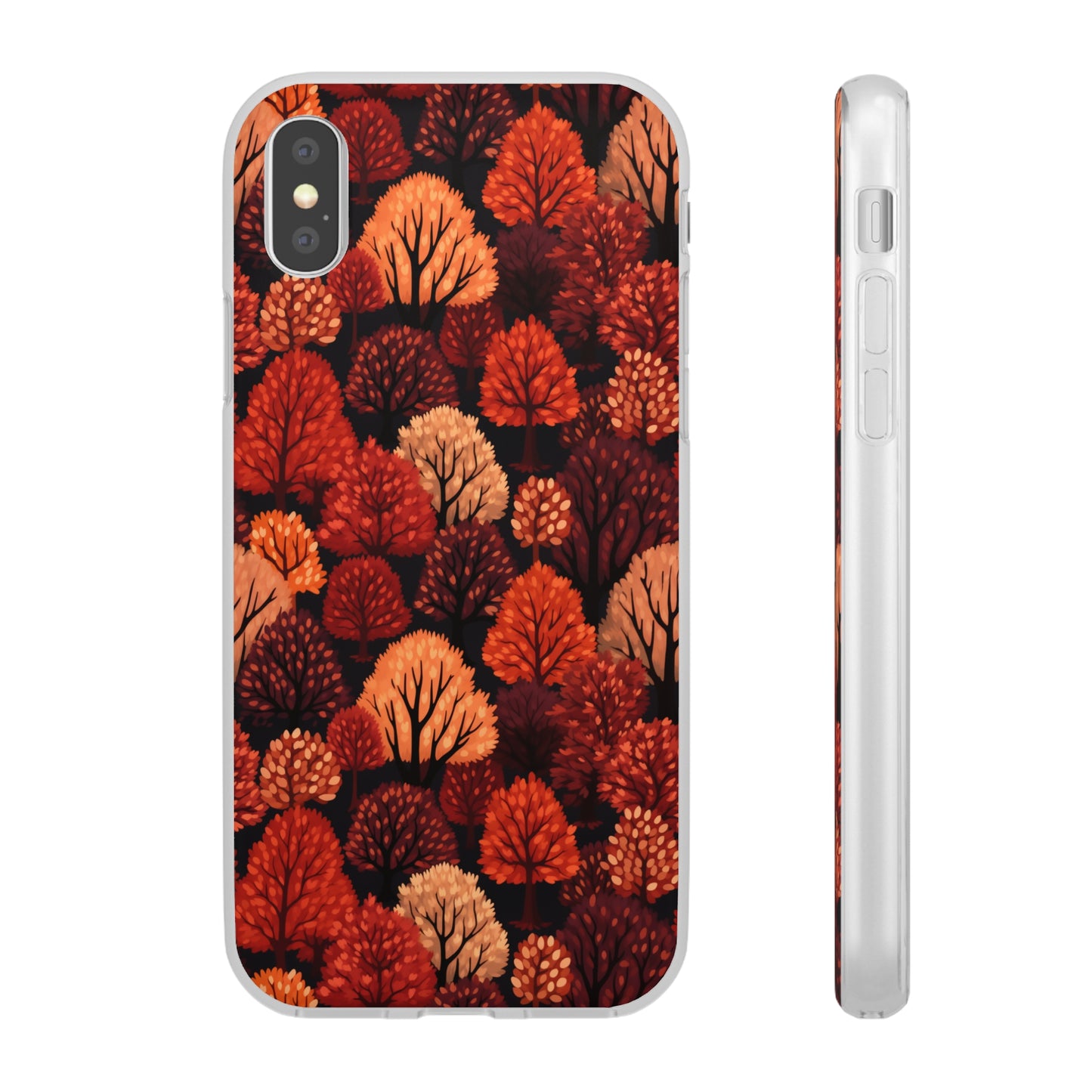 Crimson Forest: Autumn Trees in Vibrant Detail - Flexible Phone Case