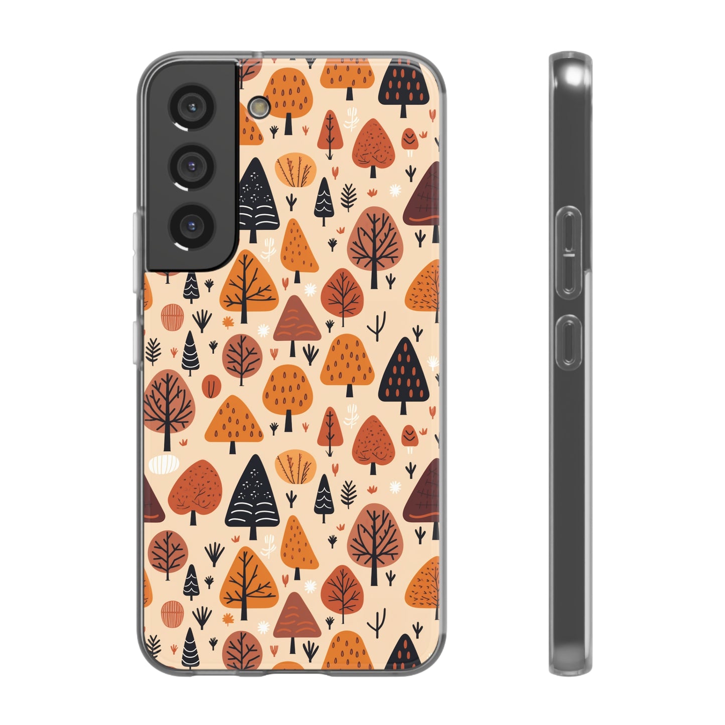 Terracotta Tree Tapestry: A Playful Autumn Mosaic - Flexible Phone Case