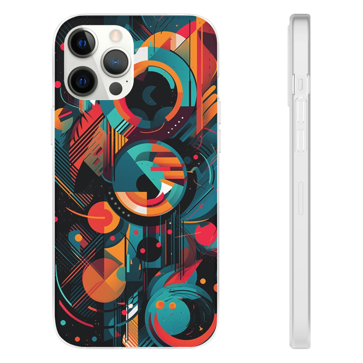 Vibrant Geometric Fusion Phone Case - Bold Squares & Circles Design - Flexi Cases Phone Case Pattern Symphony   