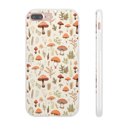 Mushroom Haven - Autumnal Tones Botanical illustration - Flexible Phone Case