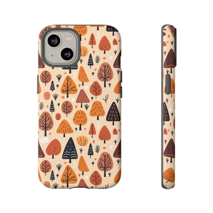 Terracotta Tree Tapestry: A Playful Autumn Mosaic - Tough Phone Case