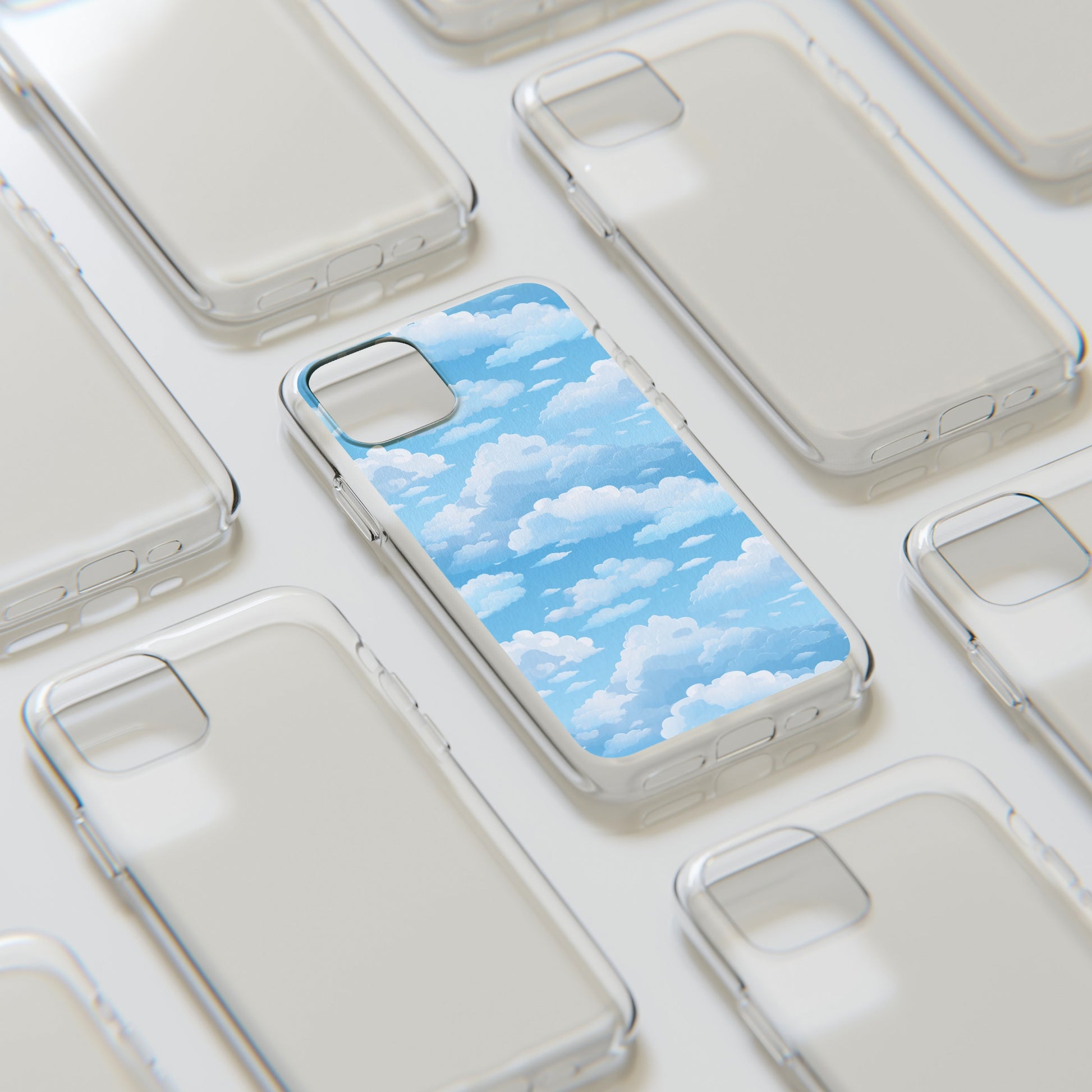 Boundless Azure Horizon - Calm Sky Design Soft Phone Case for IPhone, Samsung, and Google Pixel Phone Case Pattern Symphony   