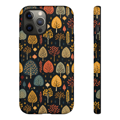 Mid-Century Mosaic: Dappled Leaves and Folk Imagery - Tough Phone Case