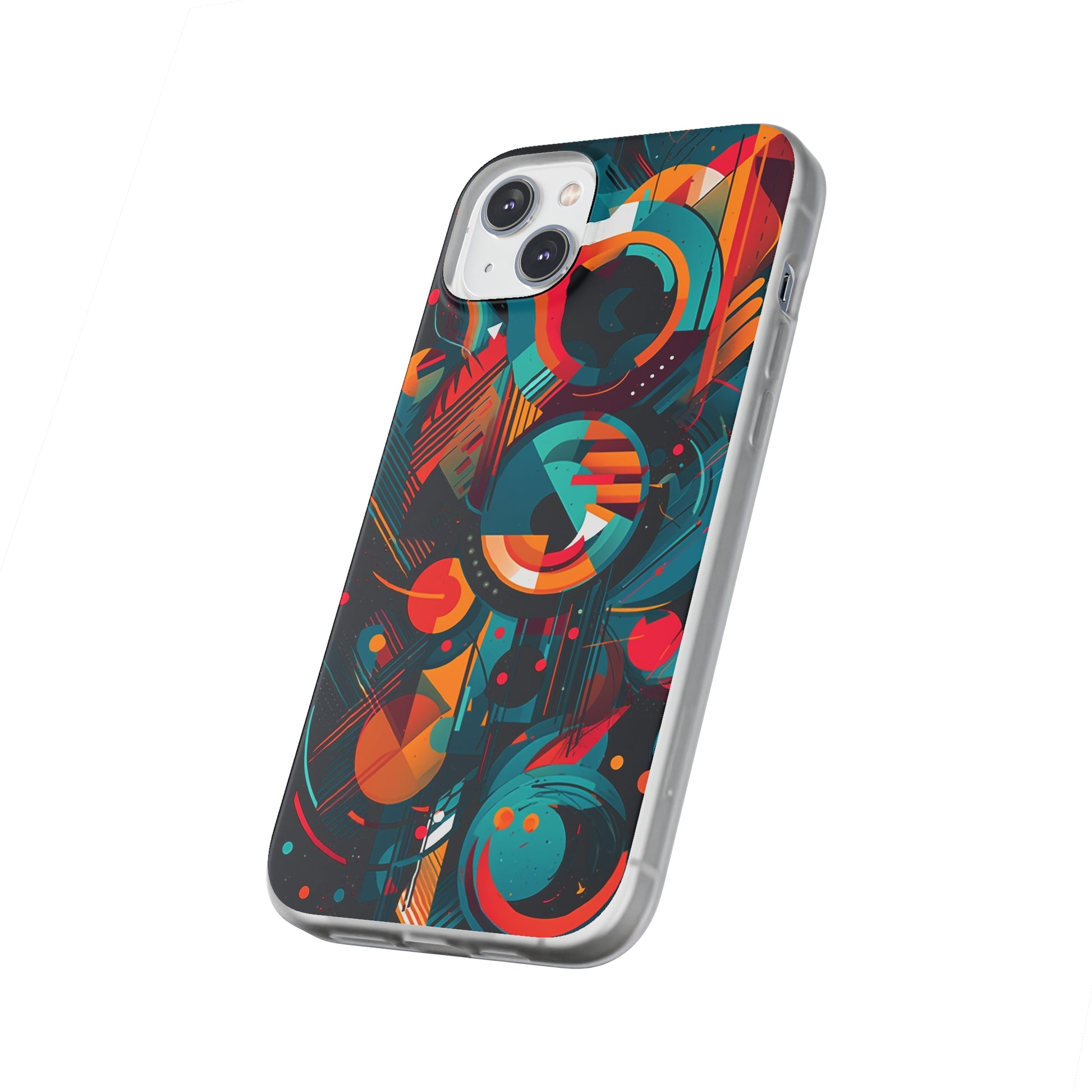 Vibrant Geometric Fusion Phone Case - Bold Squares & Circles Design - Flexi Cases Phone Case Pattern Symphony   