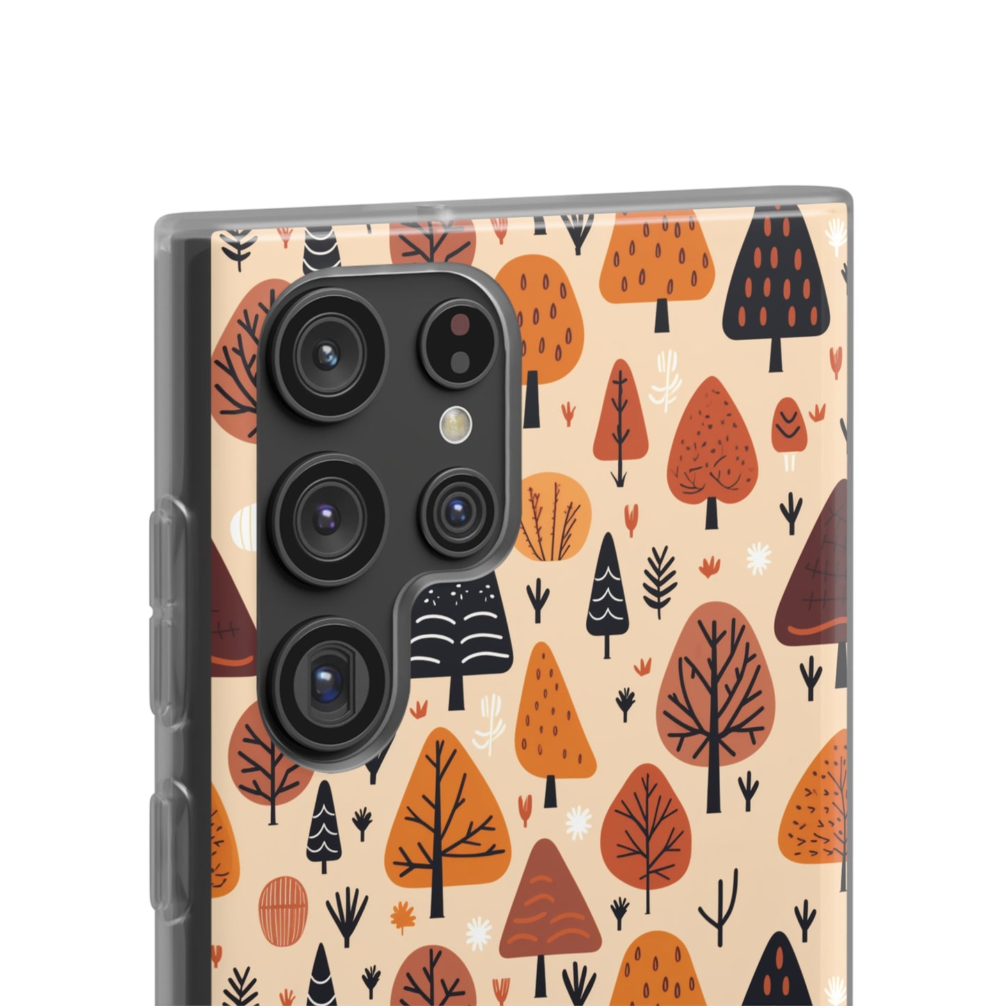 Terracotta Tree Tapestry: A Playful Autumn Mosaic - Flexible Phone Case