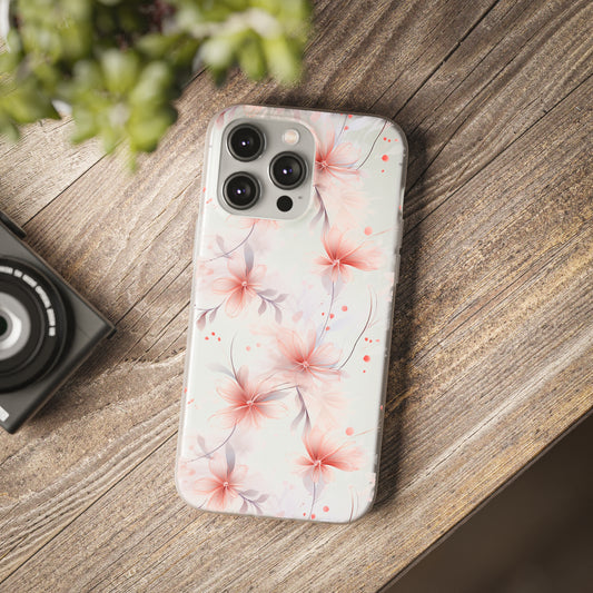 Whispering Petals: Subtle Grey & Pastel Red Gradient Phone Case