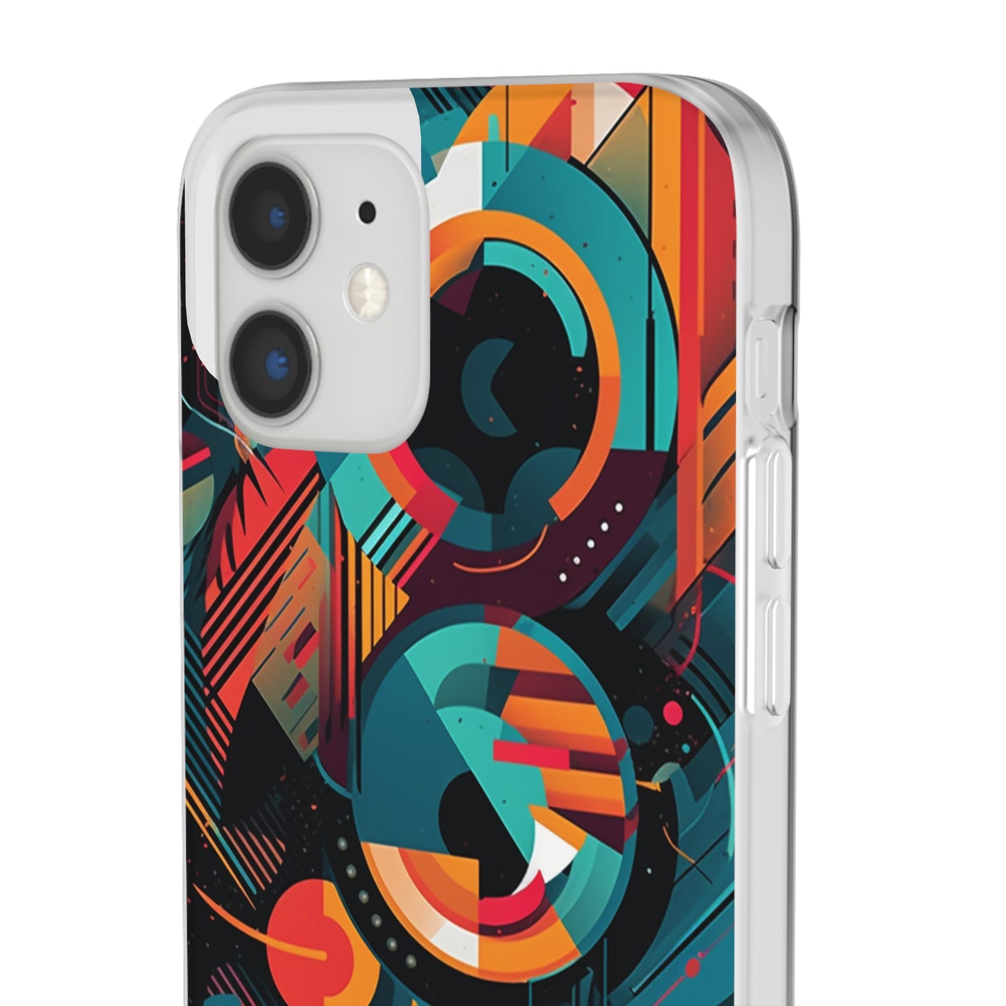 Vibrant Geometric Fusion Phone Case - Bold Squares & Circles Design - Flexi Cases Phone Case Pattern Symphony   