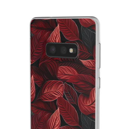 Scarlet Whispers: Lush Autumn Colours in Botanical Bliss - Flexible Phone Case