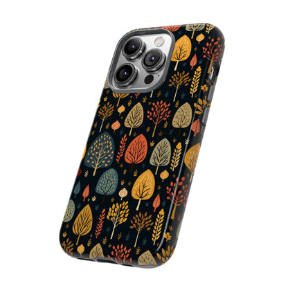 Mid-Century Mosaic: Dappled Leaves and Folk Imagery - Tough Phone Case