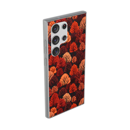 Crimson Forest: Autumn Trees in Vibrant Detail - Flexible Phone Case