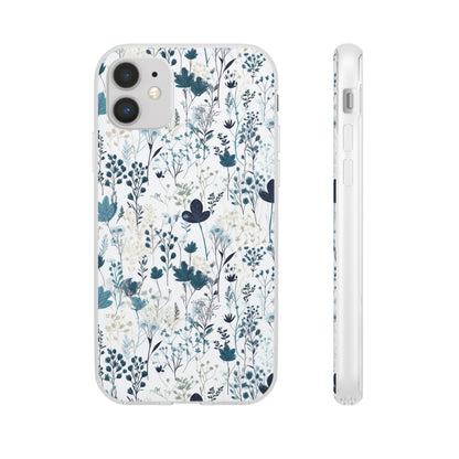 Serene Blue Wildflower Phone Case - Elegant White Background Design - Spring Collection - Flexi Cases Phone Case Pattern Symphony   