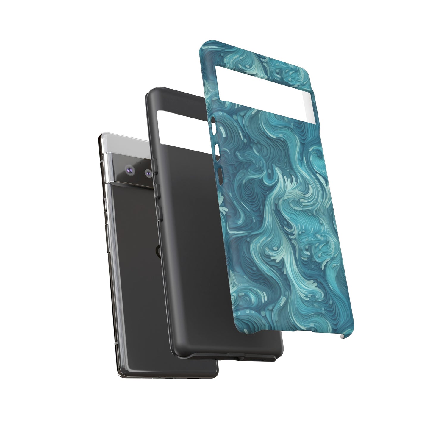 Azure Depths: Layered Blue Topographic Design Tough Phone Case