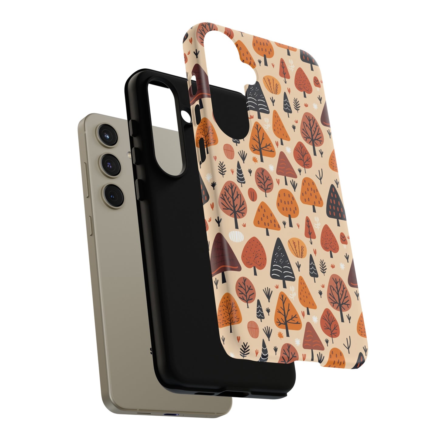 Terracotta Tree Tapestry: A Playful Autumn Mosaic - Tough Phone Case