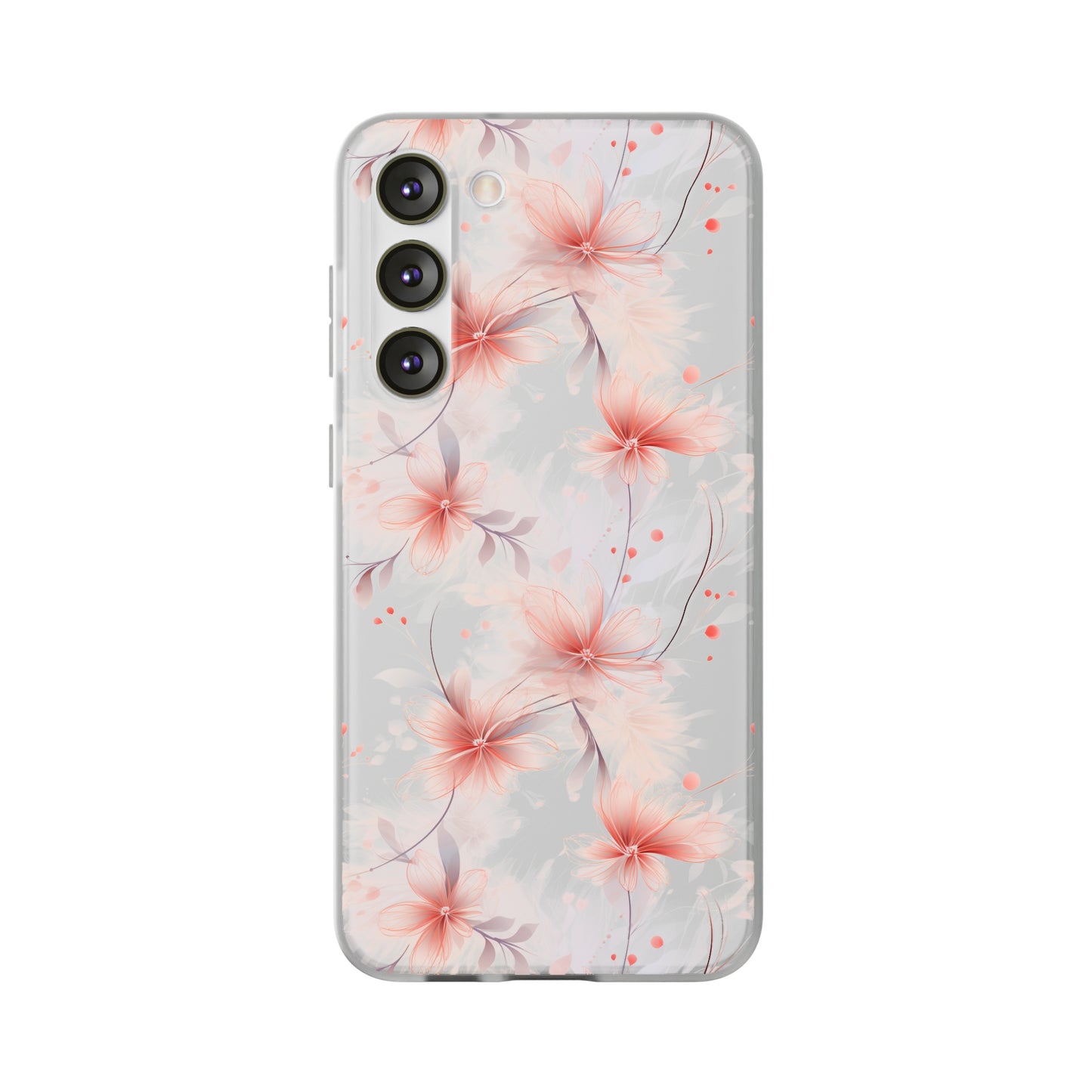 Whispering Petals: Subtle Grey & Pastel Red Gradient Phone Case