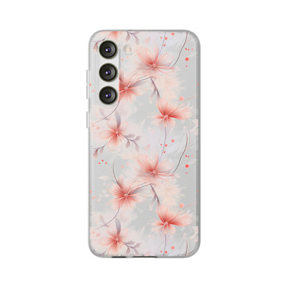 Whispering Petals: Subtle Grey & Pastel Red Gradient Phone Case