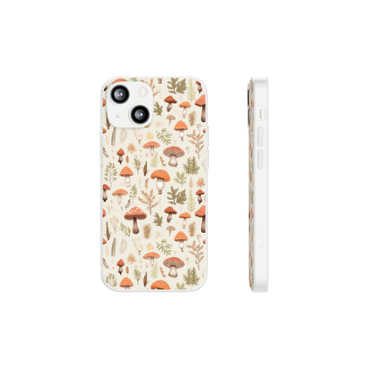 Mushroom Haven - Autumnal Tones Botanical illustration - Flexible Phone Case