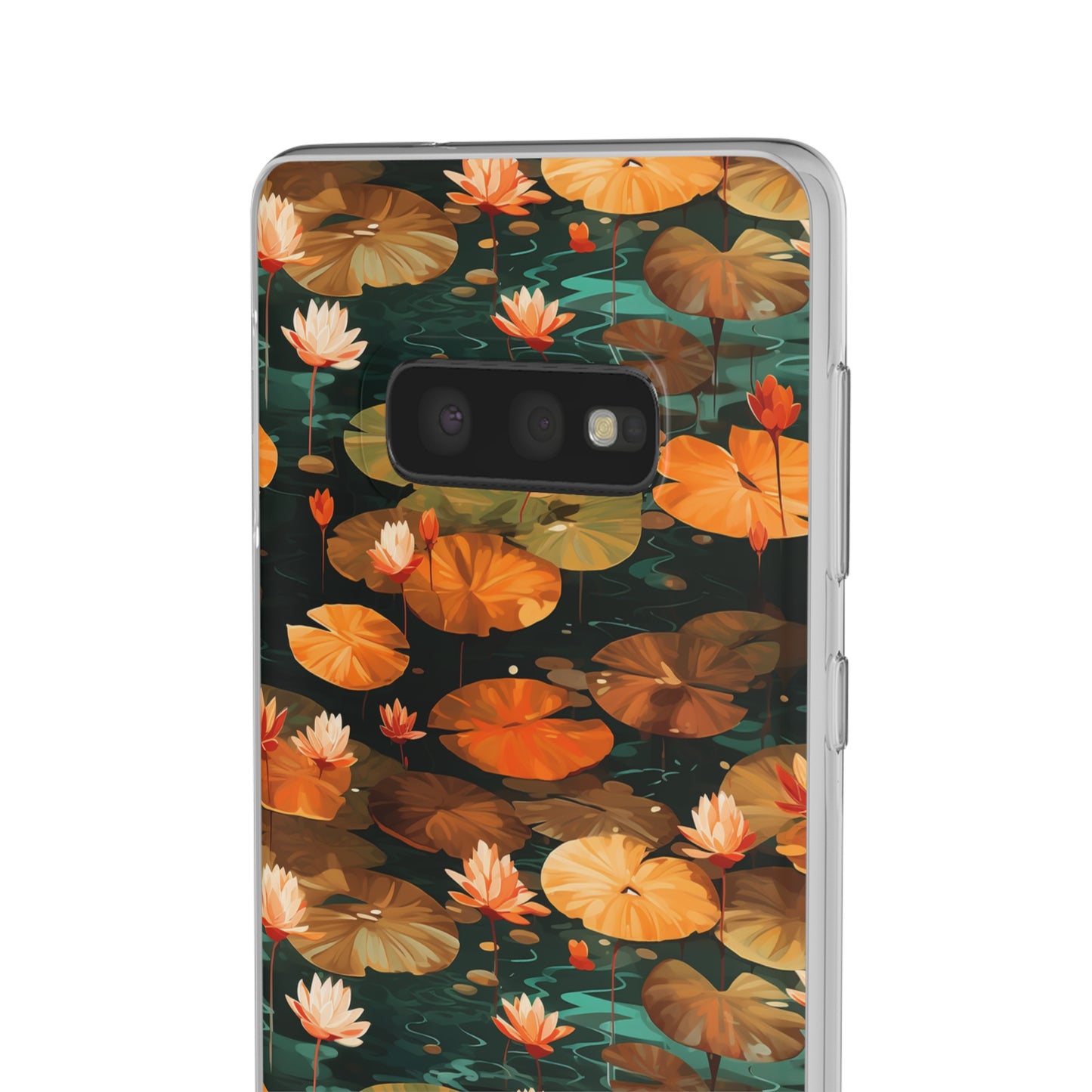 Orange Lotus Whisper: Autumn on the Water - Flexible Phone Case